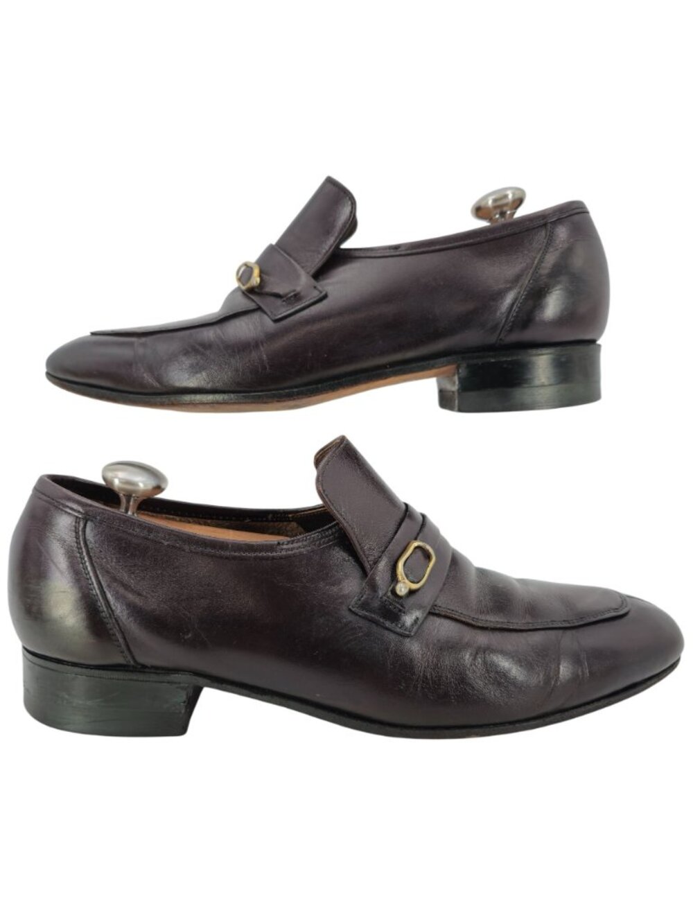 Vintage Melloflex Dacks Mens 9.5 Brown Leather Canada Dress Shoes Bit Loafers - Picture 2 of 10